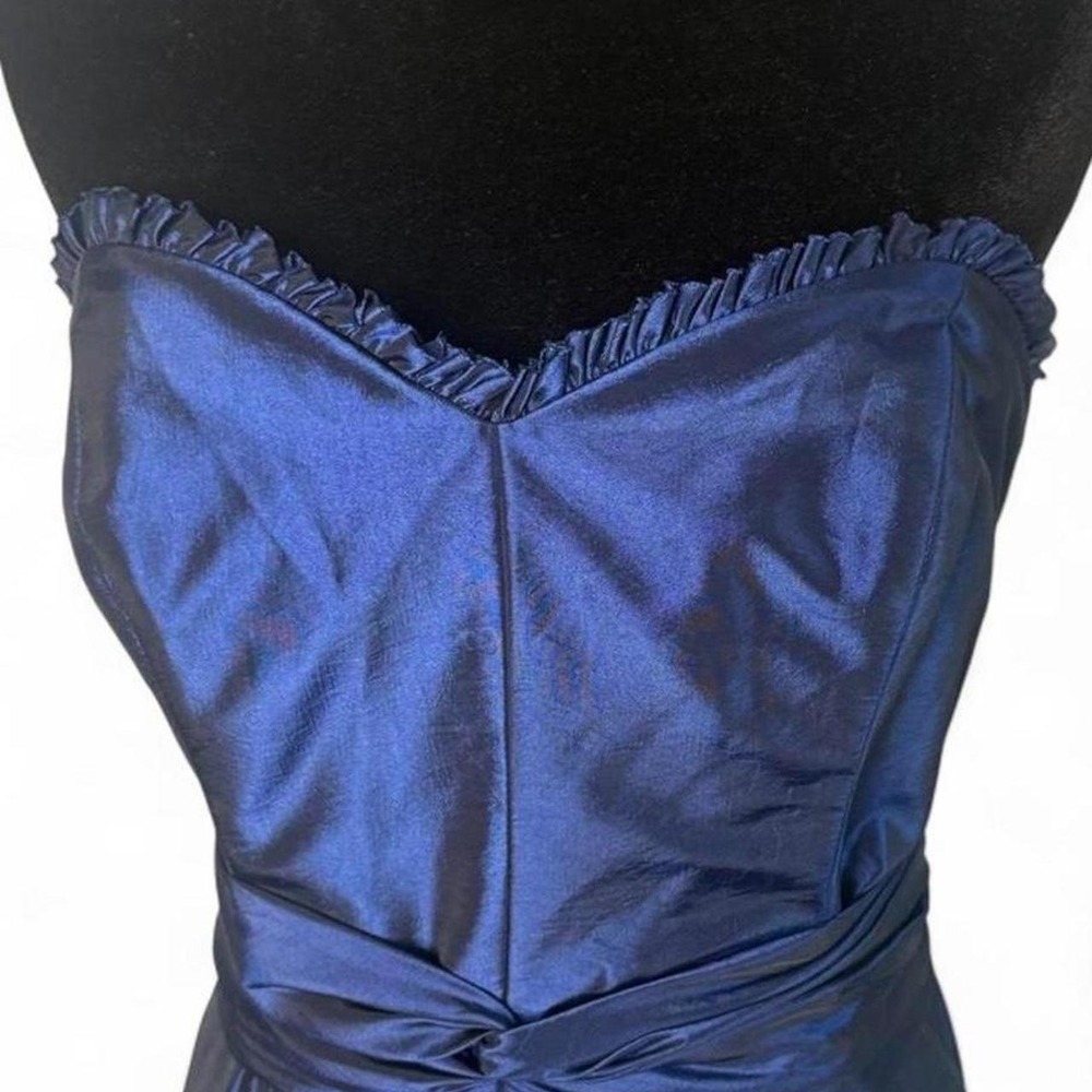 Badgley Mischka Bridesmaids Vintage Blue Strapless Ruffle Gown Size 10